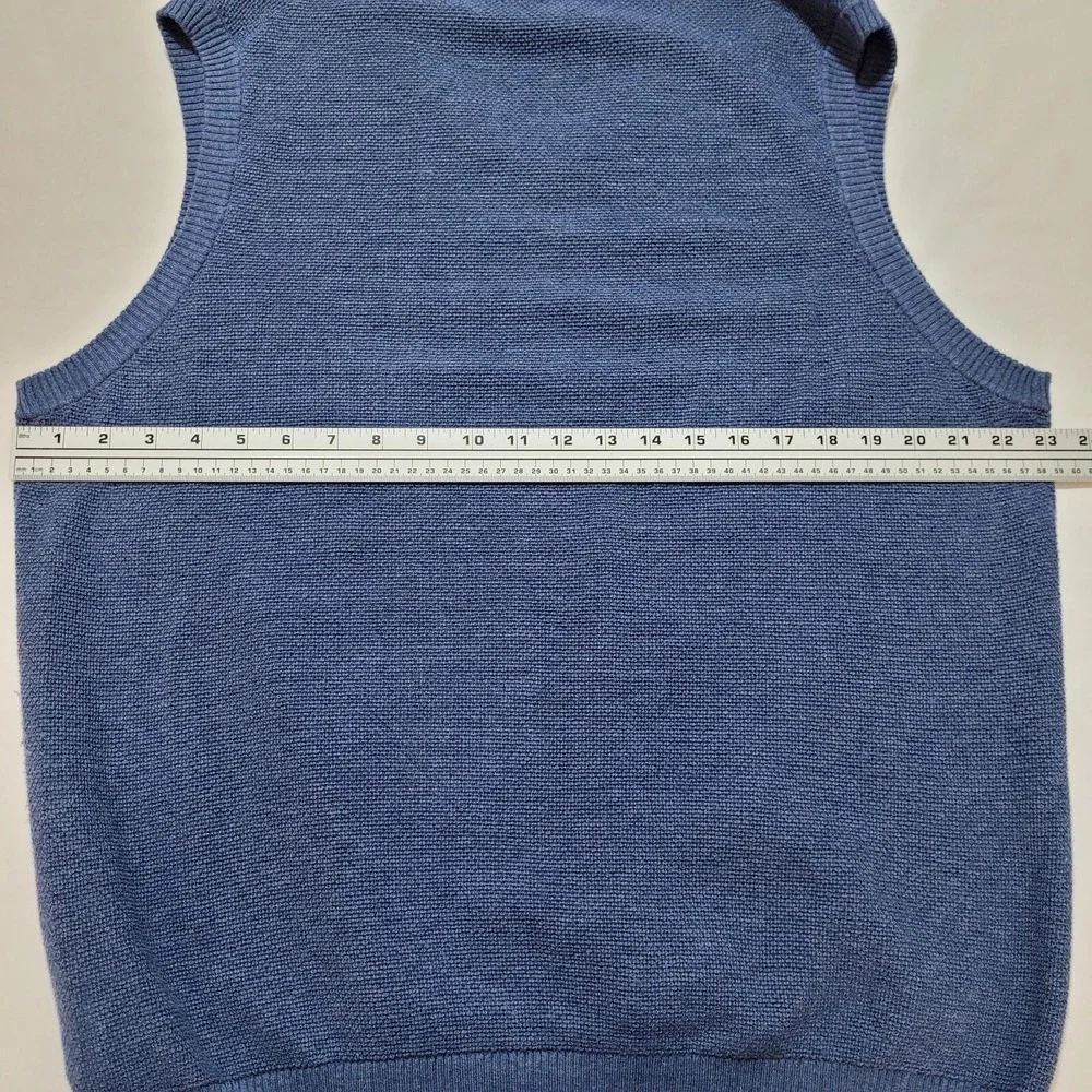 Brooks Brothers V-Neck Sweater Vest Adult Large Blue Cotton Cashmere Blend Mens‎
